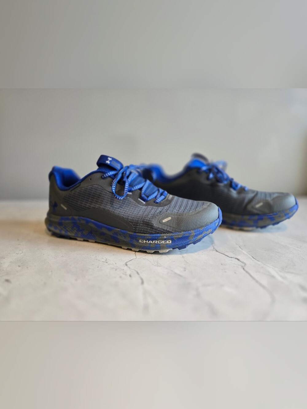 Under Armour Blue and Gray Charged Trail Sneakers